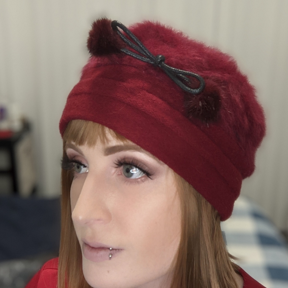 Burgundy Woll Hat